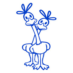 2 Road Runner couple cuckoo bird long neck lover Isolated Vector Graphic Design Illustration

