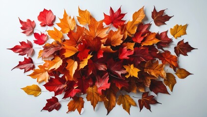 Fototapeta premium Stack of autumn-hued leaves