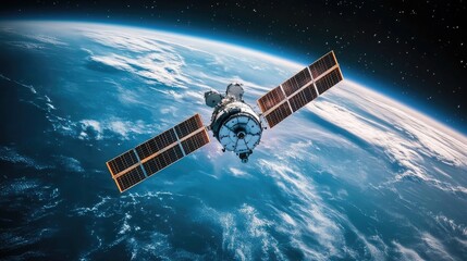 Obraz premium Modern Space Station Floating Above Earth with Advanced Systems