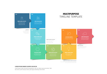 Colorful Multipurpose Timeline Template Design made from square blocks
