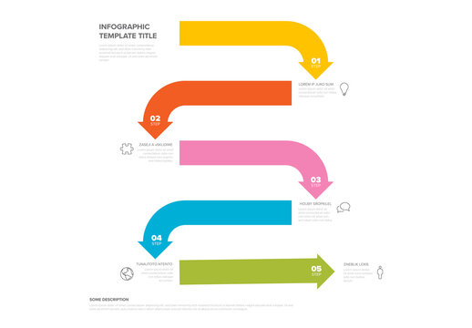 Colorful Step-by-Step Infographic Design Template with thick arrows