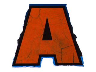 "A" wording or text with pieces of torn or cut paper, design elements isolated on transparent background.