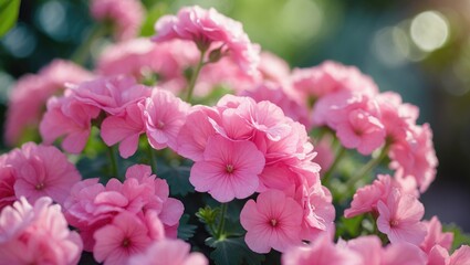 Fototapeta premium Sunlit geranium flowers.