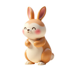 Obraz premium Rabbit Full Body Cartoon with Cute Smile 3D Render Icon Illustration Cute Cartoon Style