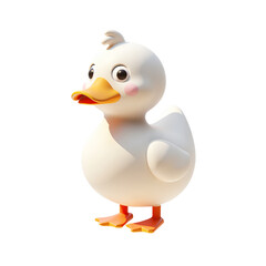 Full Body Dumb White Duck 3D Render Icon Design with Cute Cartoon Illustration Style