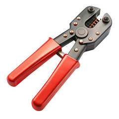 Fototapeta premium Close-up of a black and red wire cutter tool with ergonomic handles, ideal for electrical work, showcasing precision design and sturdy construction.