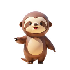 Fototapeta premium Sloth Full Body 3D Render Icon Illustration of Cute Cartoon Character with Design Style