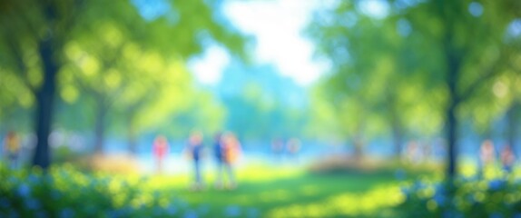 Bokeh background featuring a garden in a nature park