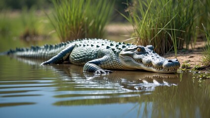 Obraz premium Nile Crocodile returning to the water
