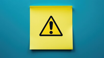 Exclamation Mark or Warning Sign on a Sticky Note Background