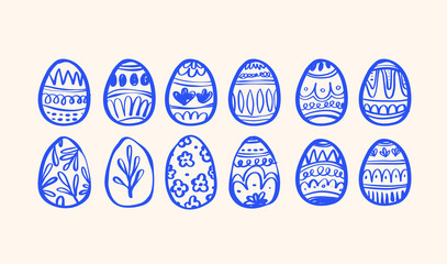 Hand Drawn Whimsical Easter Day Eggs and Easter Bunny Rabbit Backgrounds Decoration Vector SVG