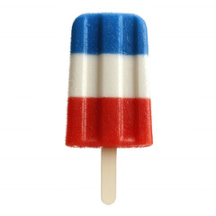 Colorful popsicle with blue, white, and red stripes on a wooden stick, perfect for hot summer days and outdoor gatherings.