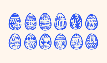 Hand Drawn Whimsical Easter Day Eggs and Easter Bunny Rabbit Backgrounds Decoration Vector SVG