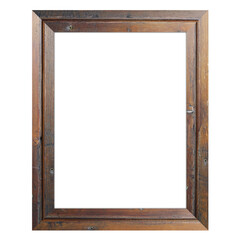 A simple wooden picture frame with a rustic design, intended for displaying images or artwork.