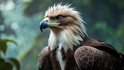 Fototapeta premium The Philippine eagle is considered one of the most at-risk bird species on the planet, with estimates suggesting fewer than 500 pairs remain in the wild.