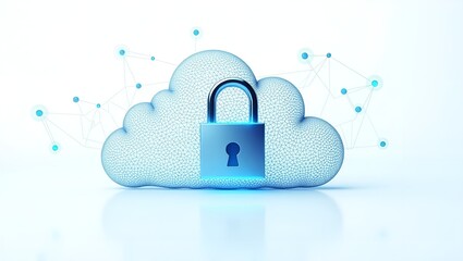 cloud computing concept with padlock,security