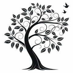 Obraz premium “Tree Silhouettes: Nature’s Shadows in Minimalist Beauty”