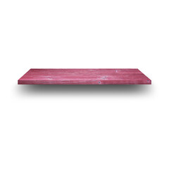 A flat, rectangular wooden surface with a reddish hue, suitable for various uses such as tables or display areas.