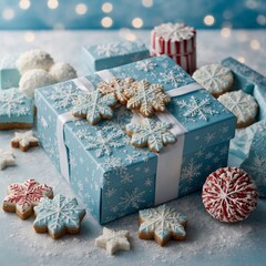 christmas gift box with decorations
