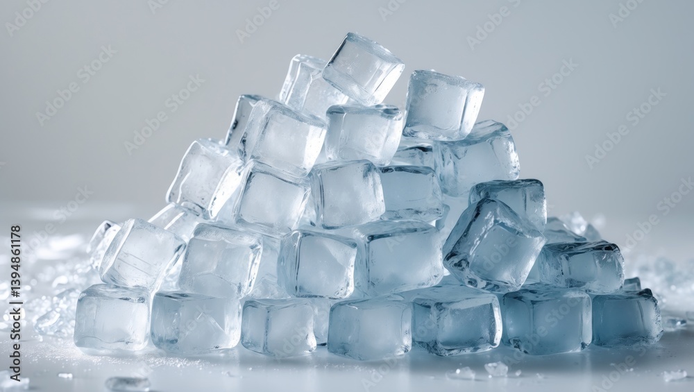 Aufkleber collection of crushed natural ice cubes isolated on a backdrop