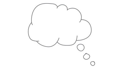 Thinking cartoon cloud bubble sketch doodles. Hand-drawn scribbles on white background