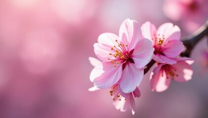 Delicate pink sakura blossoms, full bloom, soft petals , bloom, design, floral pattern