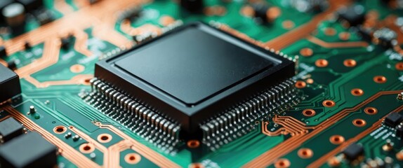 Obraz premium Macro shot of a microchip