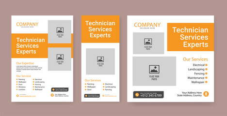 Electrician service flyer template and banner template, Professional electrical service poster and flyer template