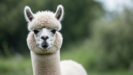 Charming fluffy alpaca. Camelid.