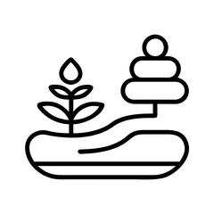 Zen garden icon vector illustration of plant and stones for meditation relaxation and mindfulness design