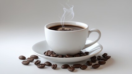 Obraz premium Coffee cup on a white backdrop