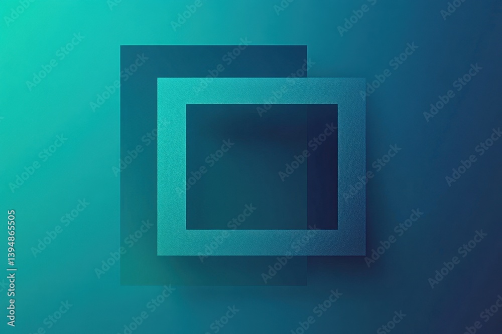 Poster abstract teal squares with subtle texture and gradient background creating a modern and minimalist d