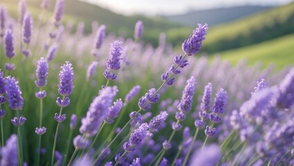 Obraz premium Detailed shot of lavender flowers blooming in a field