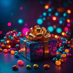 christmas gift box with christmas tree