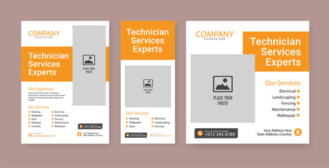 Electrician abstract banner template, electrical service job advertisement, wireman rectangle size ad, electricity plug flyer leaflet concept