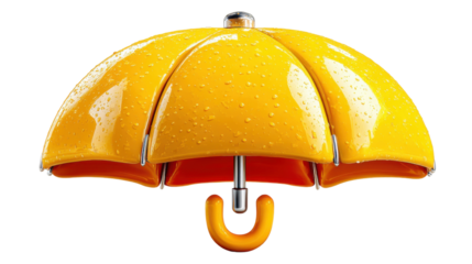 A unique and visually striking yellow umbrella designed to resemble a juicy vibrant citrus fruit offering a refreshing and playful twist on a everyday object