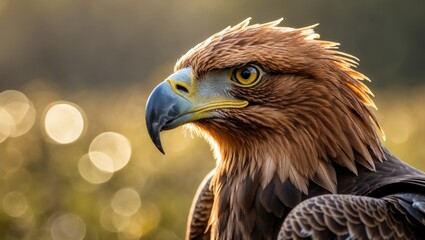 Fototapeta premium Portrait of a Golden Eagle Set in a Sunny Bog