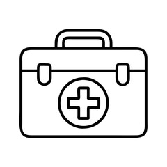First aid kit vector icon medical emergency box healthcare equipment symbol outline style illustration design