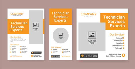 Electrician abstract banner template, electrical service job advertisement, wireman rectangle size ad, electricity plug flyer leaflet concept