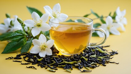 Jasmine tea cup adorned with flowers