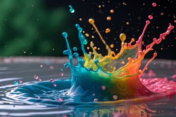 Moment of splashing colors (slow-motion capture)