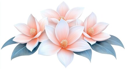 Fototapeta premium Elegant pink flowers on white, stunning floral display for spring and summer three