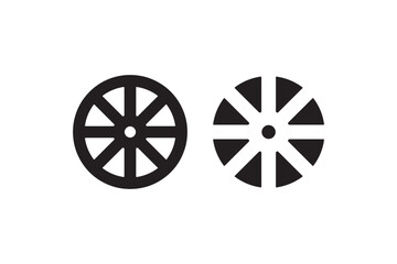 Obraz premium Wheel icons with spokes in outline and solid Vector