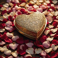 heart shaped box with golden rings