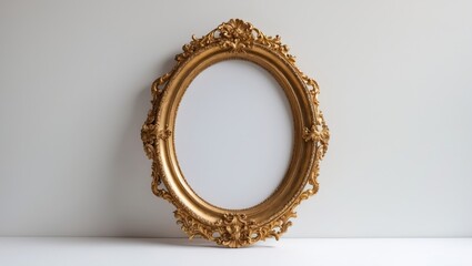White background featuring an isolated gold vintage frame