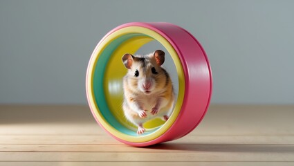 Endearing hamster looping around on the tabletop