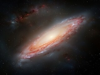 Obraz premium Vast galaxy with a bright orange star, journey into the depths of the cosmos cosmic