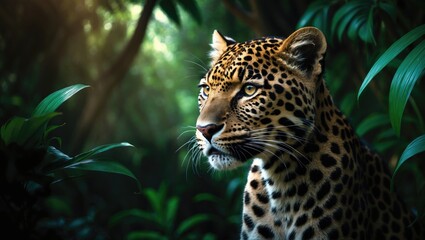 Fototapeta premium Young leopard captured in a close-up shot
