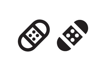 Bandage icons in outline and solid style Vector