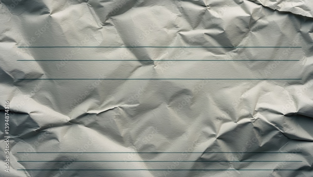 Aufkleber background of wrinkled lined paper texture, blank notebook page